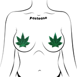 Glitter Green Pot Leaf Nipple Pasties – Waterproof Adhesive Festival Pasties