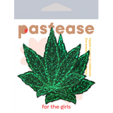 Glitter Green Pot Leaf Nipple Pasties – Waterproof Adhesive Festival Pasties