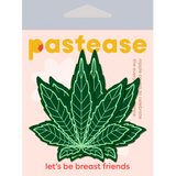 Green Indica Pot Leaf Nipple Pasties – Waterproof Latex-Free Adhesive Festival Covers