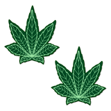 Green Indica Pot Leaf Nipple Pasties – Waterproof Latex-Free Adhesive Festival Covers