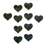 Mini Black Glitter Heart Body Pasties – 10 Pack Adhesive Glitter Heart Stickers