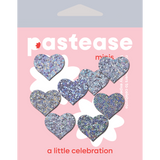 Mini Silver Glitter Heart Body Pasties – 10 Pack Adhesive Festival Stickers