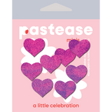 Mini Pink Holographic Heart Body Pasties – 10 Pack Iridescent Adhesive Heart Stickers