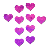 Mini Pink Holographic Heart Body Pasties – 10 Pack Iridescent Adhesive Heart Stickers