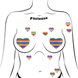 Mini Rainbow Heart Body Pasties – 10 Pack Adhesive Festival Heart Stickers