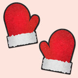 Santa Red & White Mitten Nipple Pasties – Christmas Holiday Adhesive Nipple Covers