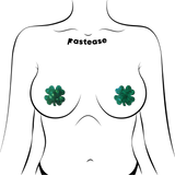 Shattered Glass Disco Ball Glitter Green St. Patrick's Clover Nipple Pasties – Petite 2 Pair | Waterproof Adhesive