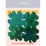 Shattered Glass Disco Ball Glitter Green St. Patrick's Clover Nipple Pasties – Petite 2 Pair | Waterproof Adhesive