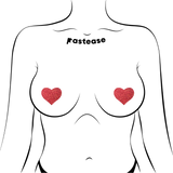 Petite Red Glitter Heart Nipple Covers – 2 Pair Sparkling Adhesive Heart Pasties