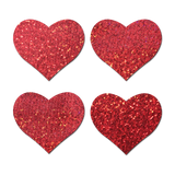 Petite Red Glitter Heart Nipple Covers – 2 Pair Sparkling Adhesive Heart Pasties