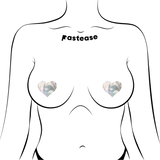 Petite Holographic Heart Nipple Covers – 2 Pair Iridescent Adhesive Heart Pasties