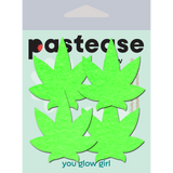 Glow in the Dark Pot Leaf Nipple Pasties – Petite 2 Pair Waterproof Adhesive Covers