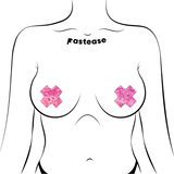 Petite Shattered Glass Disco Ball Glitter Pink Cross Nipple Pasties – 2 Pair Pack