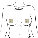 Petite Holographic Silver Cross Nipple Pasties – 2 Pair Pack
