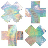 Petite Holographic Silver Cross Nipple Pasties – 2 Pair Pack