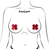 Petite Liquid Red Cross Nipple Pasties – 2 Pair Adhesive Covers for Festivals & Fashion