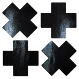 Petite Faux Latex Cross Nipple Pasties – 2 Pair Glossy Vinyl Adhesive Covers