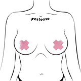 Petite Faux Latex Cross Nipple Pasties – 2 Pair Glossy Vinyl Adhesive Covers