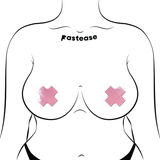 Petite Faux Latex Cross Nipple Pasties – 2 Pair Glossy Vinyl Adhesive Covers