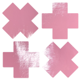 Petite Faux Latex Cross Nipple Pasties – 2 Pair Glossy Vinyl Adhesive Covers