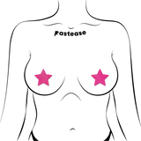 Petite Neon Pink Star Nipple Covers – 2 Pair Adhesive Festival Star Pasties