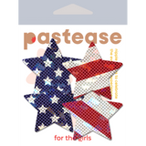 Petite Glitter Stars & Stripes Star Nipple Covers – 2 Pair Patriotic Adhesive Star Pasties