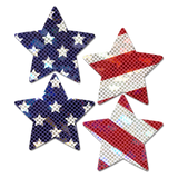 Petite Glitter Stars & Stripes Star Nipple Covers – 2 Pair Patriotic Adhesive Star Pasties