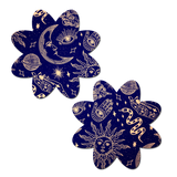 Celestial Sun & Moon Petal Nipple Pasties – Glitter Festival Breast Covers with Waterproof Adhesive