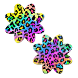 Rainbow Cheetah Leopard Print Petal Breast Pasties | Waterproof Festival Nipple Covers