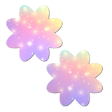 Dreamy Pastel Celestial Stars Petal Breast Pasties | UV Reactive Festival Nipple Covers