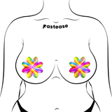 Rainbow Laser Petal Breast Pasties | Holographic Waterproof Nipple Covers