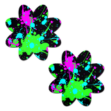 Neon Paint Splatter Nipple Pasties – Colorful Festival Breast Covers with Waterproof Adhesive