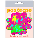 Neon Pink Graffiti Paint Splatter Petal Breast Pasties | UV Reactive Festival Nipple Covers