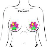 Neon Pink Graffiti Paint Splatter Petal Breast Pasties | UV Reactive Festival Nipple Covers