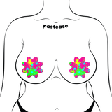 Neon Pink Graffiti Paint Splatter Petal Breast Pasties | UV Reactive Festival Nipple Covers