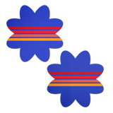 Retro Stripes on Blue Petal Breast Pasties | Waterproof Adhesive Nipple Covers
