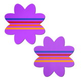 Retro Purple Petal Nipple Covers – Striped Floral Adhesive Festival Pasties