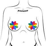 Rainbow Kaleidoscope Petal Breast Pasties – Waterproof Festival Nipple Covers