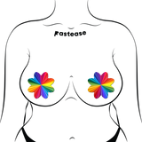 Rainbow Kaleidoscope Petal Breast Pasties – Waterproof Festival Nipple Covers