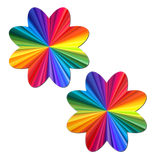 Rainbow Kaleidoscope Petal Breast Pasties – Waterproof Festival Nipple Covers
