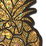 Pineapple Glitter Gold Nipple Covers – Waterproof Reusable Adhesive Festival Pasties