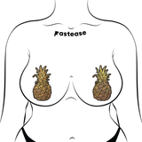 Pineapple Glitter Gold Nipple Covers – Waterproof Reusable Adhesive Festival Pasties