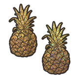 Pineapple Glitter Gold Nipple Covers – Waterproof Reusable Adhesive Festival Pasties
