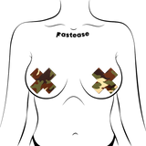 Green Camo Cross Nipple Pasties – Camouflage Adhesive Covers for Festivals & Costumes