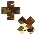 Green Camo Cross Nipple Pasties – Camouflage Adhesive Covers for Festivals & Costumes
