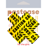 Crossed Caution Tape Nipple Pasties – Bold Festival & Party Adhesive Covers
