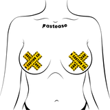 Crossed Caution Tape Nipple Pasties – Bold Festival & Party Adhesive Covers