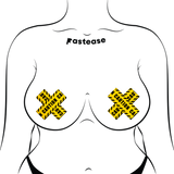 Crossed Caution Tape Nipple Pasties – Bold Festival & Party Adhesive Covers