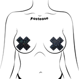 Crystal Black Cross Nipple Pasties – Rhinestone Adhesive Covers for Festivals & Parties