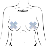 Crystal Silver Cross Nipple Pasties – Sparkling Adhesive Covers for Festivals & Parties